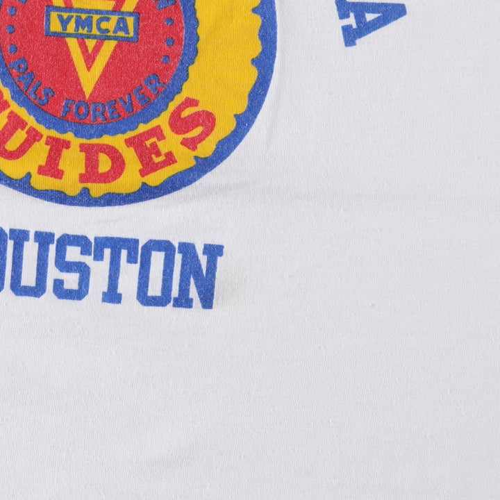 Triple-print college t-shirt, men's size S (approx.), vintage. unclear white type Vintage Second Hand