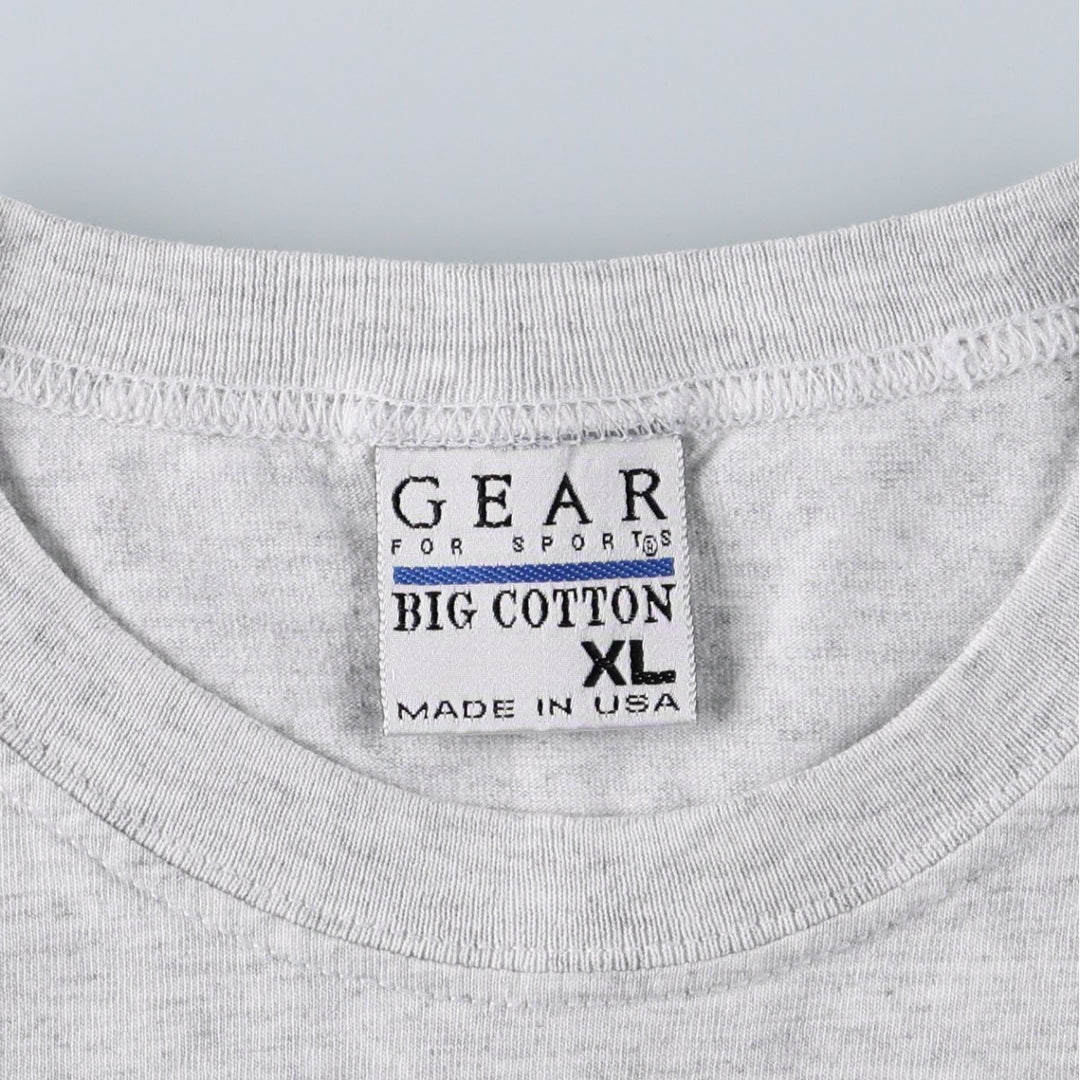90'S GEAR College T-shirt, Made in USA, Men's XL equivalent, Vintage cotton gray type Vintage Second Hand