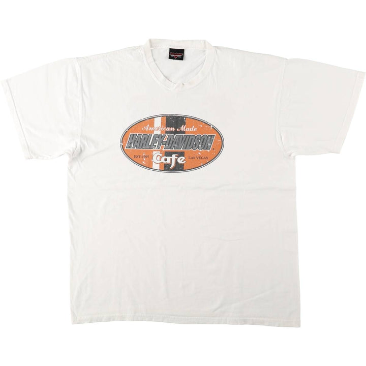 Harley-Davidson Motorcycle Bike T-shirt Made in USA Men's XL cotton white type Vintage Second Hand