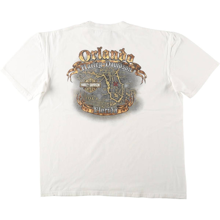 Harley-Davidson Eagle Pattern Motorcycle Bike T-shirt Men's XL cotton white type Vintage Second Hand
