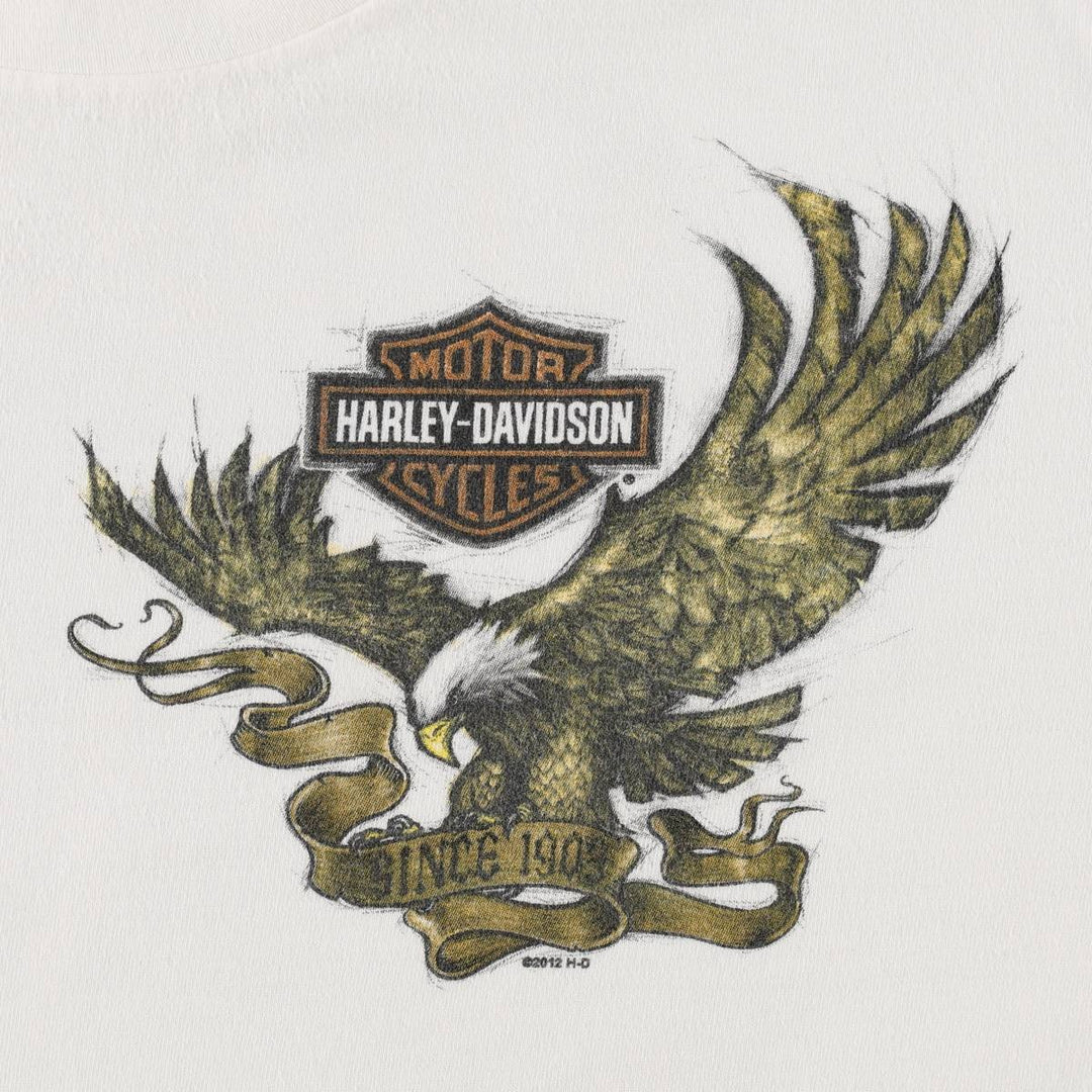Harley-Davidson Eagle Pattern Motorcycle Bike T-shirt Men's XL cotton white type Vintage Second Hand