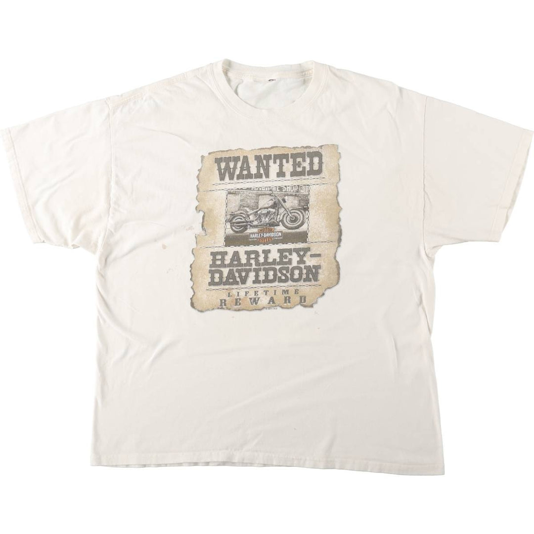 Harley-Davidson Eagle Pattern Motorcycle T-Shirt, Men's Size L (approx.) unclear white type Vintage Second Hand