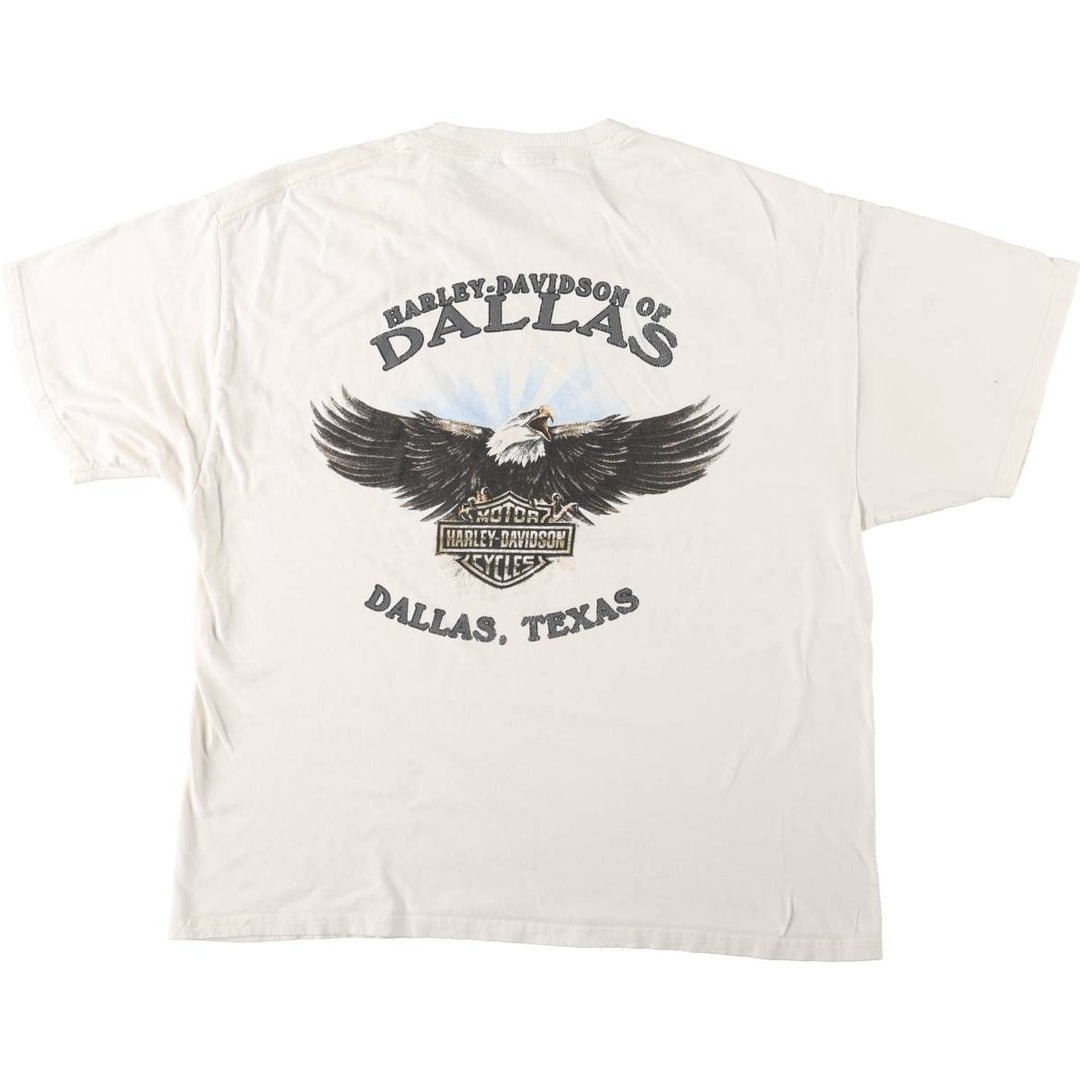 Harley-Davidson Eagle Pattern Motorcycle T-Shirt, Men's Size L (approx.) unclear white type Vintage Second Hand