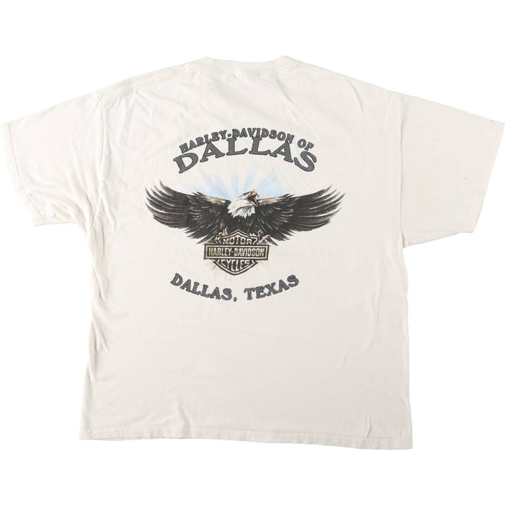 Harley-Davidson Eagle Pattern Motorcycle T-Shirt, Men's Size L (approx.) unclear white type Vintage Second Hand