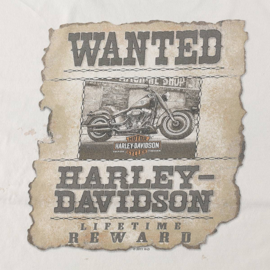 Harley-Davidson Eagle Pattern Motorcycle T-Shirt, Men's Size L (approx.) unclear white type Vintage Second Hand