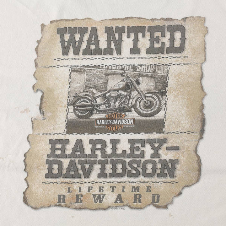 Harley-Davidson Eagle Pattern Motorcycle T-Shirt, Men's Size L (approx.) unclear white type Vintage Second Hand