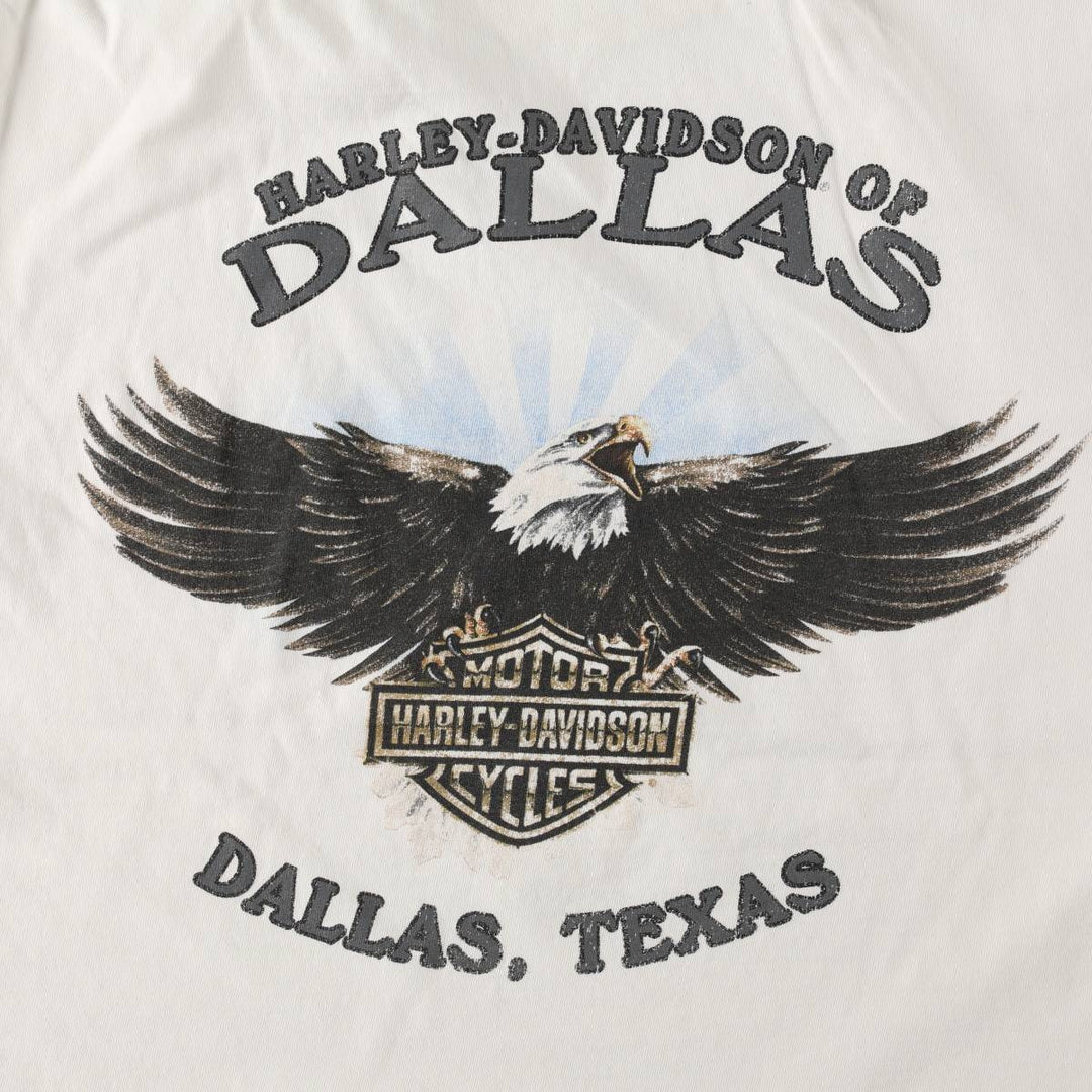 Harley-Davidson Eagle Pattern Motorcycle T-Shirt, Men's Size L (approx.) unclear white type Vintage Second Hand