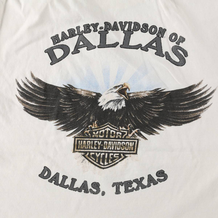 Harley-Davidson Eagle Pattern Motorcycle T-Shirt, Men's Size L (approx.) unclear white type Vintage Second Hand