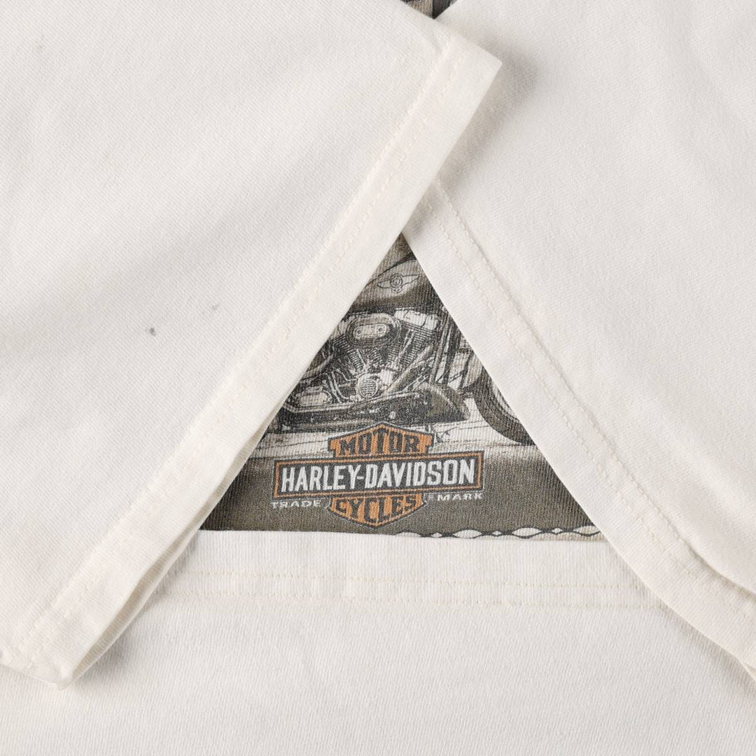Harley-Davidson Eagle Pattern Motorcycle T-Shirt, Men's Size L (approx.) unclear white type Vintage Second Hand