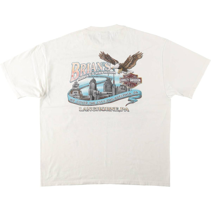 Harley-Davidson Eagle Pattern Motorcycle Bike T-shirt Men's XL cotton white type Vintage Second Hand