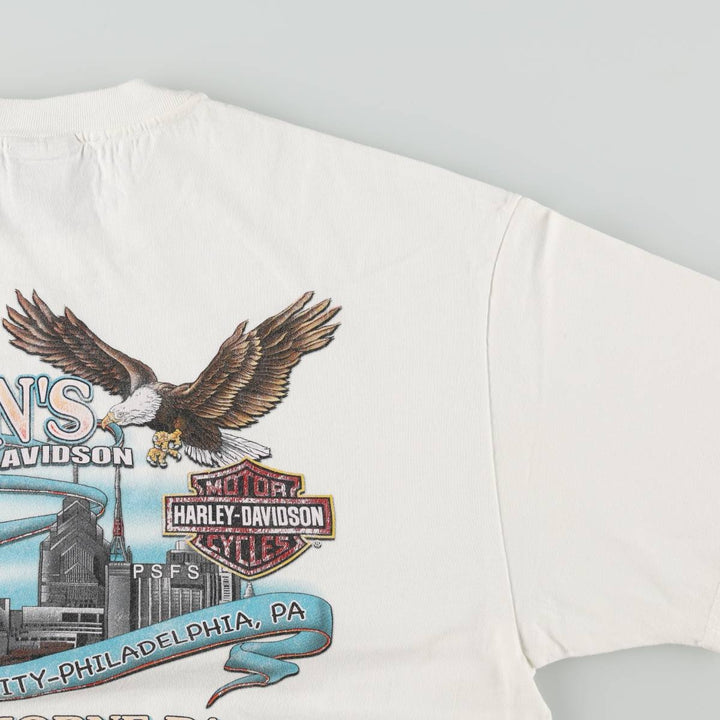 Harley-Davidson Eagle Pattern Motorcycle Bike T-shirt Men's XL cotton white type Vintage Second Hand