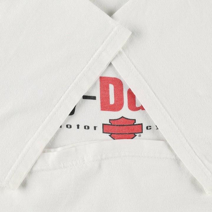 00'S Harley Davidson Eagle Pattern Stars and Stripes Motorcycle Bike T-Shirt Made in USA Men's L size cotton white type Vintage Second Hand