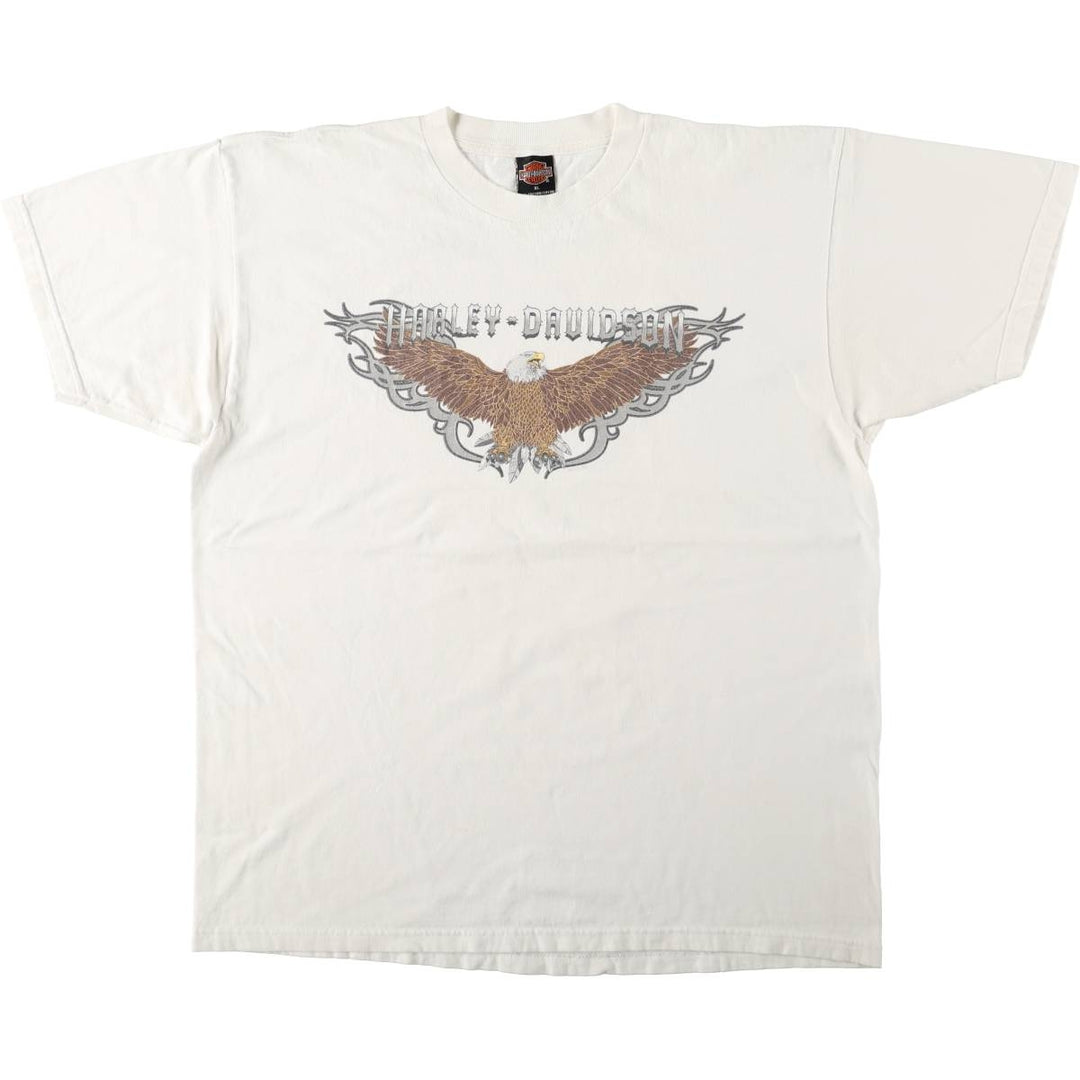 2000'S Harley-Davidson Eagle Pattern Tribal Motorcycle T-Shirt, Made in USA, Men's XL (approx.) cotton white type Vintage Second Hand