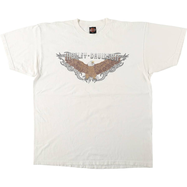 2000'S Harley-Davidson Eagle Pattern Tribal Motorcycle T-Shirt, Made in USA, Men's XL (approx.) cotton white type Vintage Second Hand