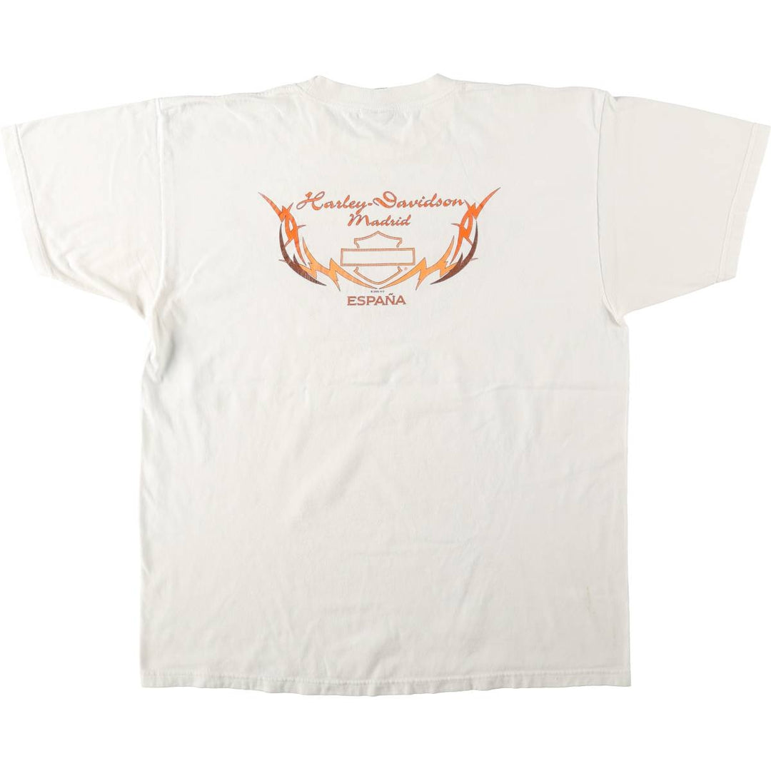 2000'S Harley-Davidson Eagle Pattern Tribal Motorcycle T-Shirt, Made in USA, Men's XL (approx.) cotton white type Vintage Second Hand