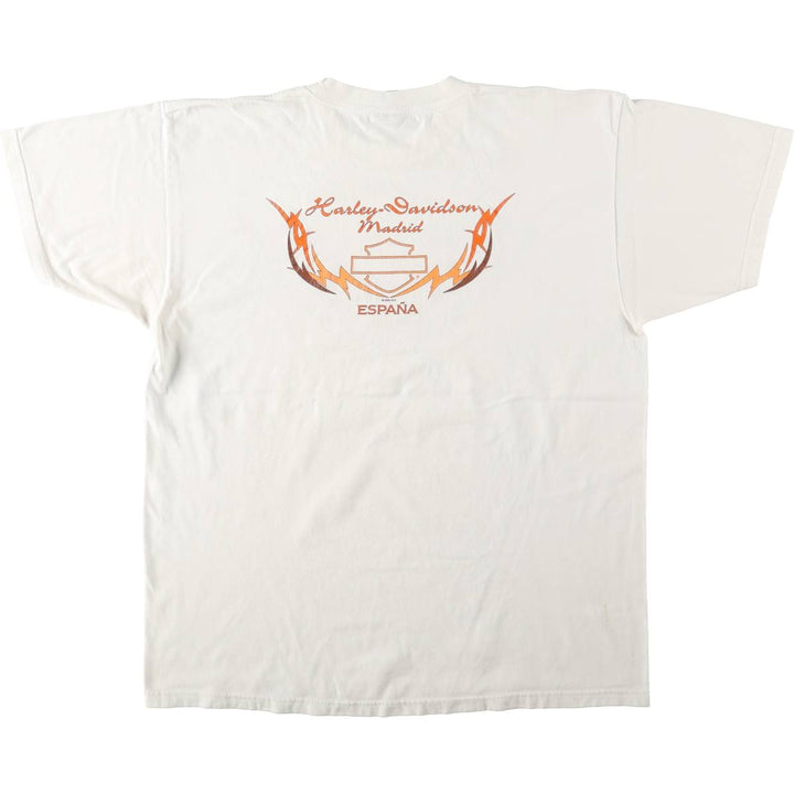 2000'S Harley-Davidson Eagle Pattern Tribal Motorcycle T-Shirt, Made in USA, Men's XL (approx.) cotton white type Vintage Second Hand