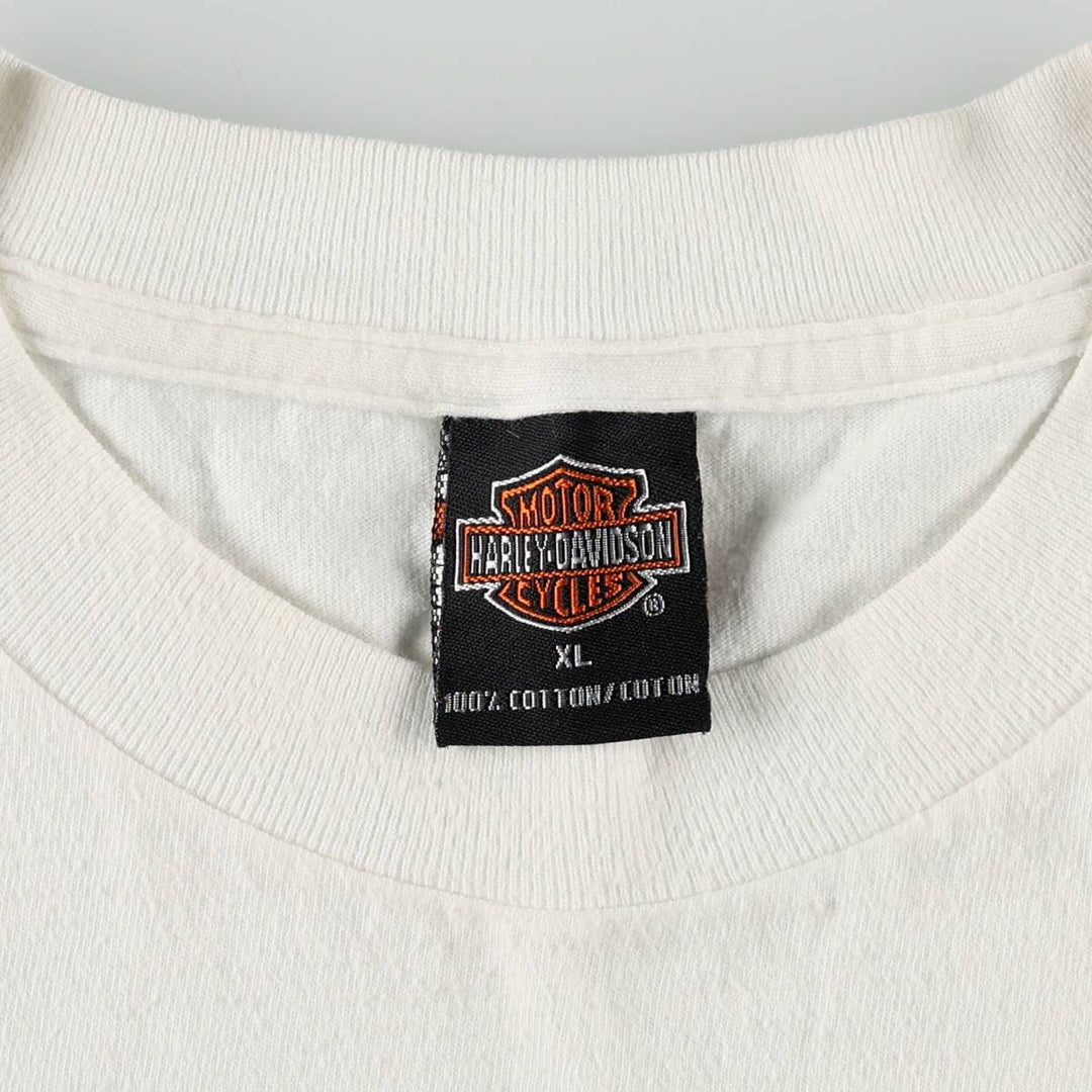 2000'S Harley-Davidson Eagle Pattern Tribal Motorcycle T-Shirt, Made in USA, Men's XL (approx.) cotton white type Vintage Second Hand