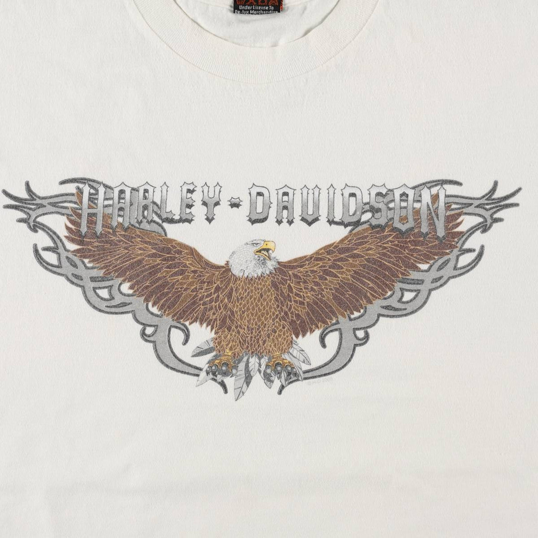 2000'S Harley-Davidson Eagle Pattern Tribal Motorcycle T-Shirt, Made in USA, Men's XL (approx.) cotton white type Vintage Second Hand