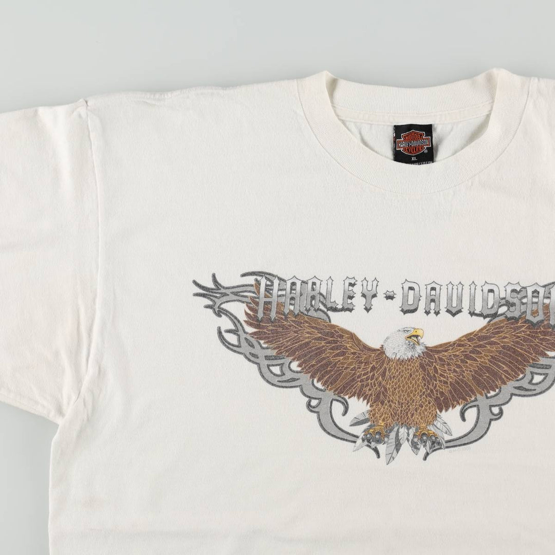 2000'S Harley-Davidson Eagle Pattern Tribal Motorcycle T-Shirt, Made in USA, Men's XL (approx.) cotton white type Vintage Second Hand