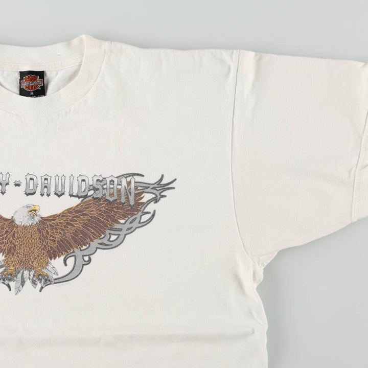 2000'S Harley-Davidson Eagle Pattern Tribal Motorcycle T-Shirt, Made in USA, Men's XL (approx.) cotton white type Vintage Second Hand