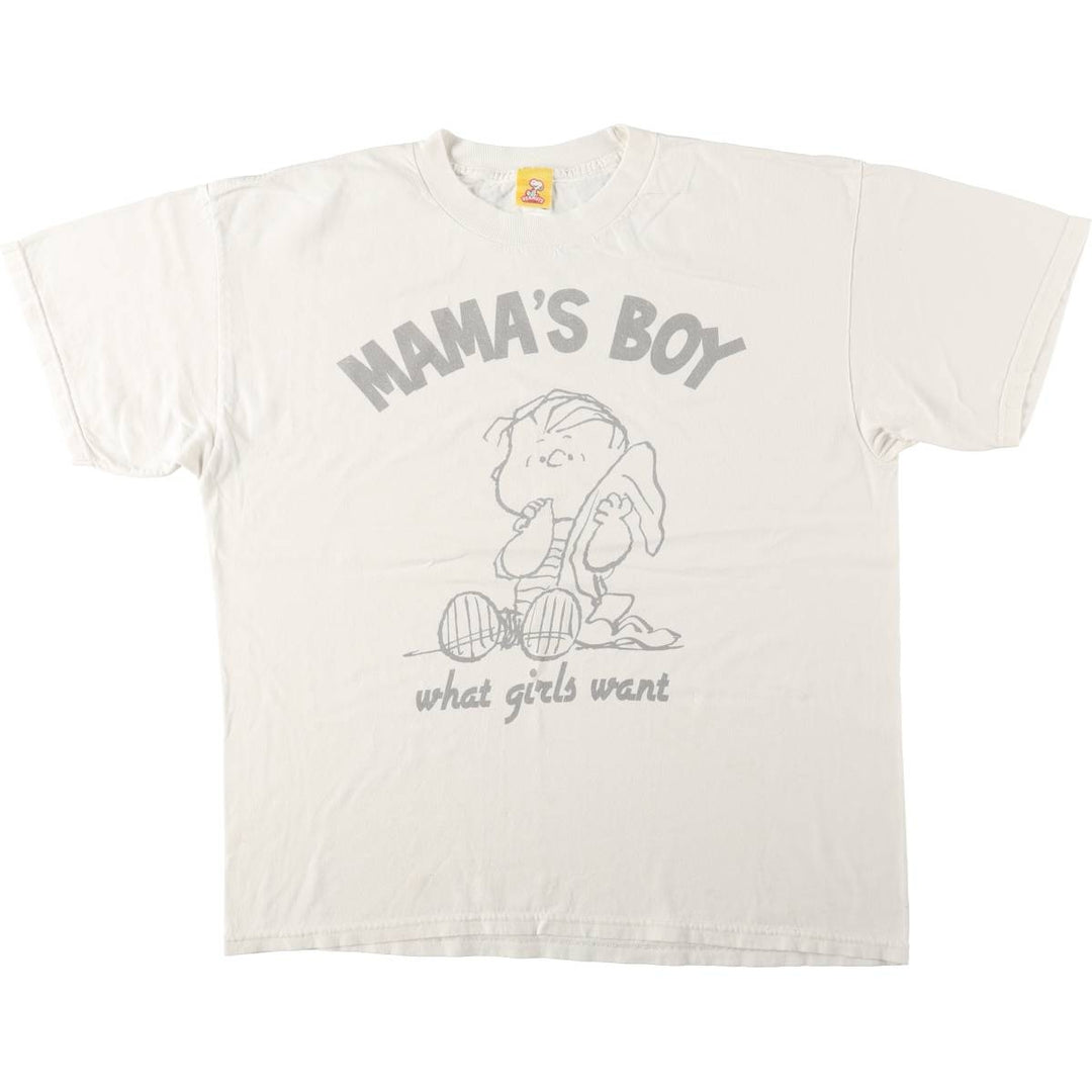PEANUTS Linus Character Print T-Shirt (Men's XL equivalent) cotton white type Vintage Second Hand