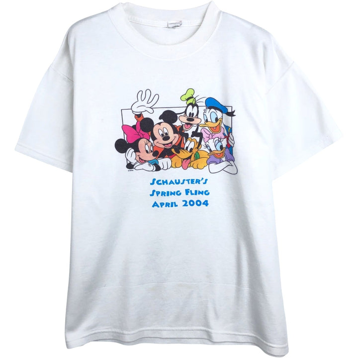 Disney character print T-shirt, men's size M (approx.) unclear white type Vintage Second Hand
