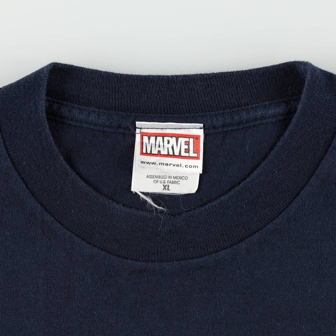 Marvel Spider-Man character print T-shirt, men's XL size cotton navy blue type Vintage Second Hand