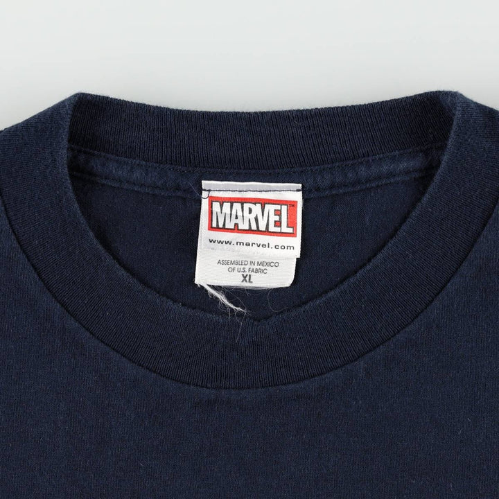 Marvel Spider-Man character print T-shirt, men's XL size cotton navy blue type Vintage Second Hand