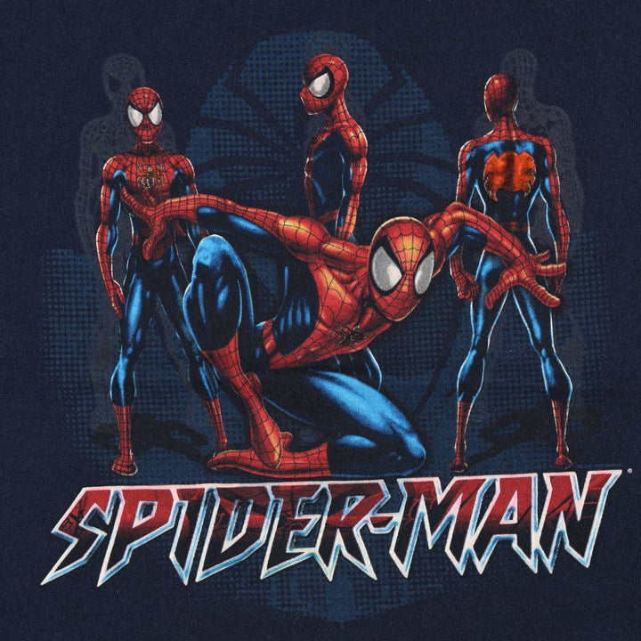 Marvel Spider-Man character print T-shirt, men's XL size cotton navy blue type Vintage Second Hand