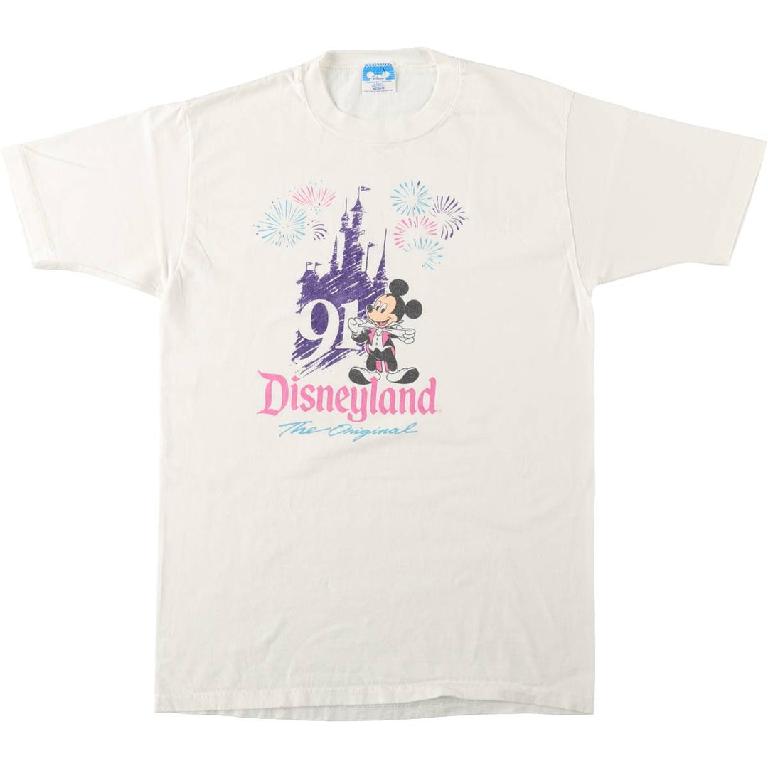 90'S Disney Mickey Mouse character print T-shirt, Made in USA, Men's size M equivalent, Vintage cotton white type Vintage Second Hand