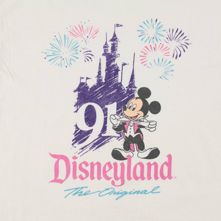 90'S Disney Mickey Mouse character print T-shirt, Made in USA, Men's size M equivalent, Vintage cotton white type Vintage Second Hand
