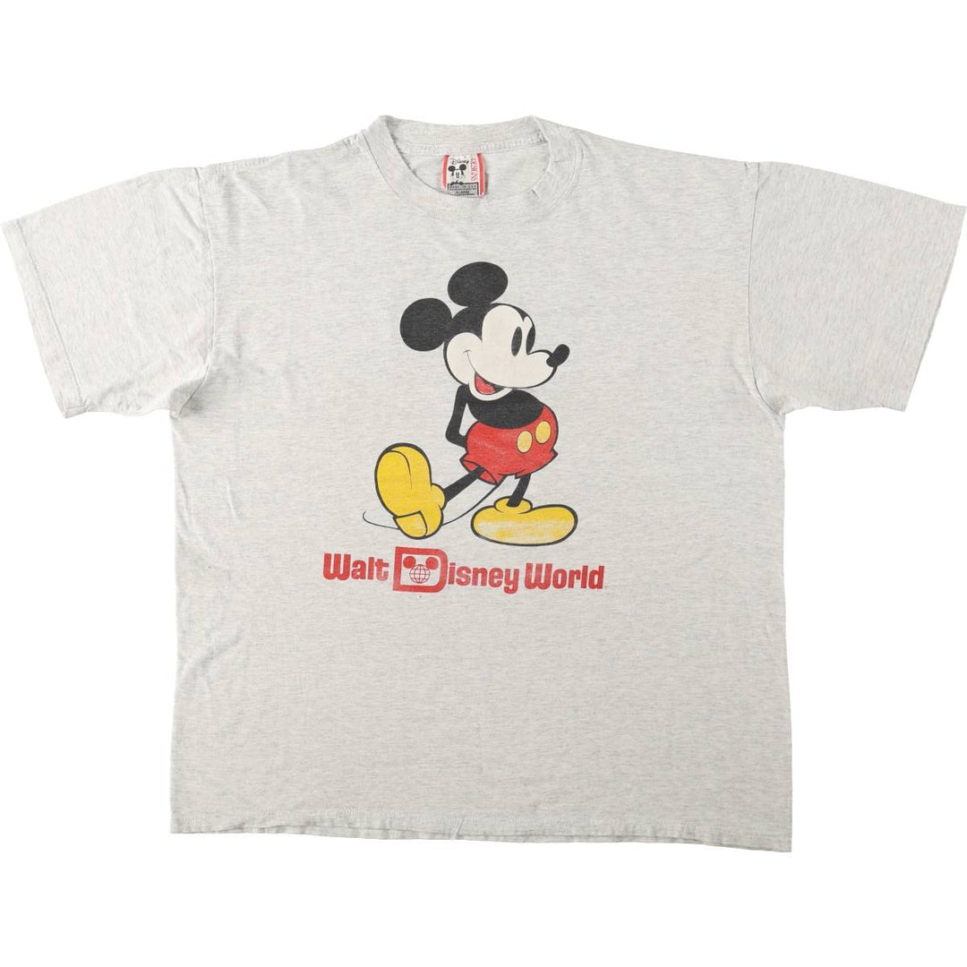 90'S Disney Mickey Mouse Character Print T-Shirt, Made in USA, Men's XL (approx.) Vintage cotton gray type Vintage Second Hand