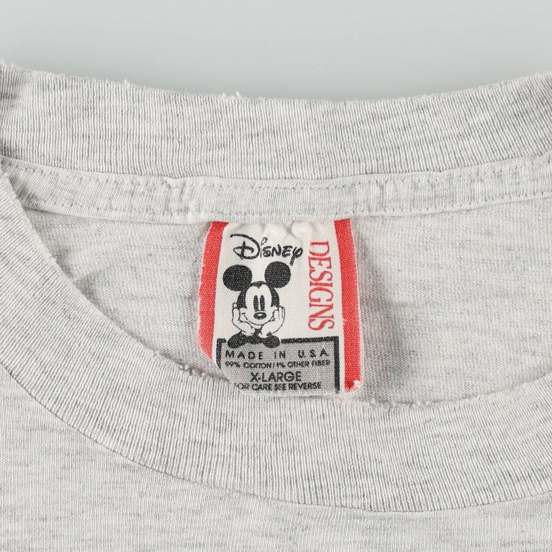 90'S Disney Mickey Mouse Character Print T-Shirt, Made in USA, Men's XL (approx.) Vintage cotton gray type Vintage Second Hand