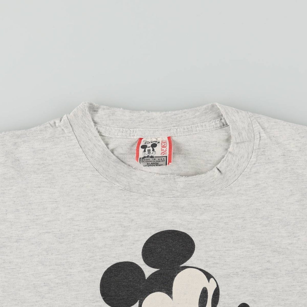 90'S Disney Mickey Mouse Character Print T-Shirt, Made in USA, Men's XL (approx.) Vintage cotton gray type Vintage Second Hand