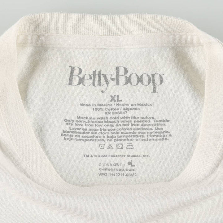 BETTY BOOP character print T-shirt, men's size XL. cotton white type Vintage Second Hand