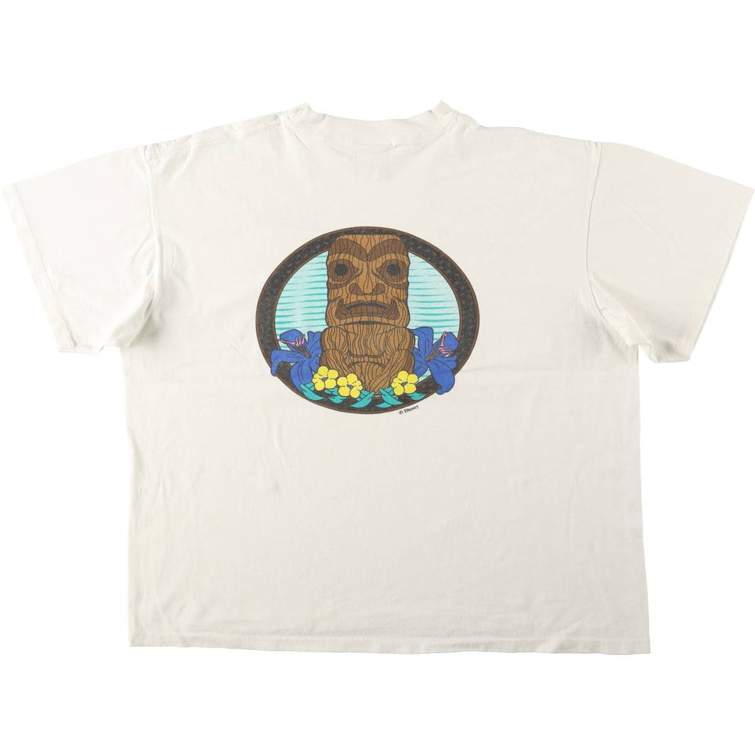 90'S Disney character print T-shirt, made in USA, men's size XXL equivalent, vintage. cotton white type Vintage Second Hand