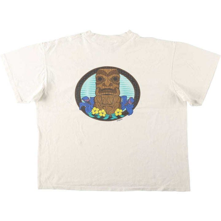 90'S Disney character print T-shirt, made in USA, men's size XXL equivalent, vintage. cotton white type Vintage Second Hand