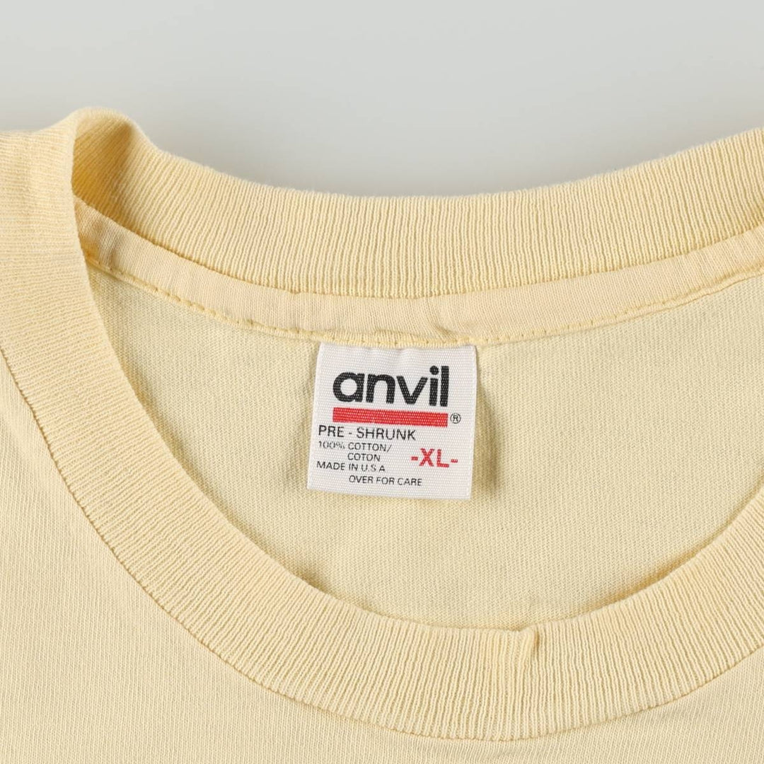 90'S Anvil Mickey Mouse Character Print T-Shirt, Made in USA, Men's XL (approx.) Vintage cotton yellow type Vintage Second Hand