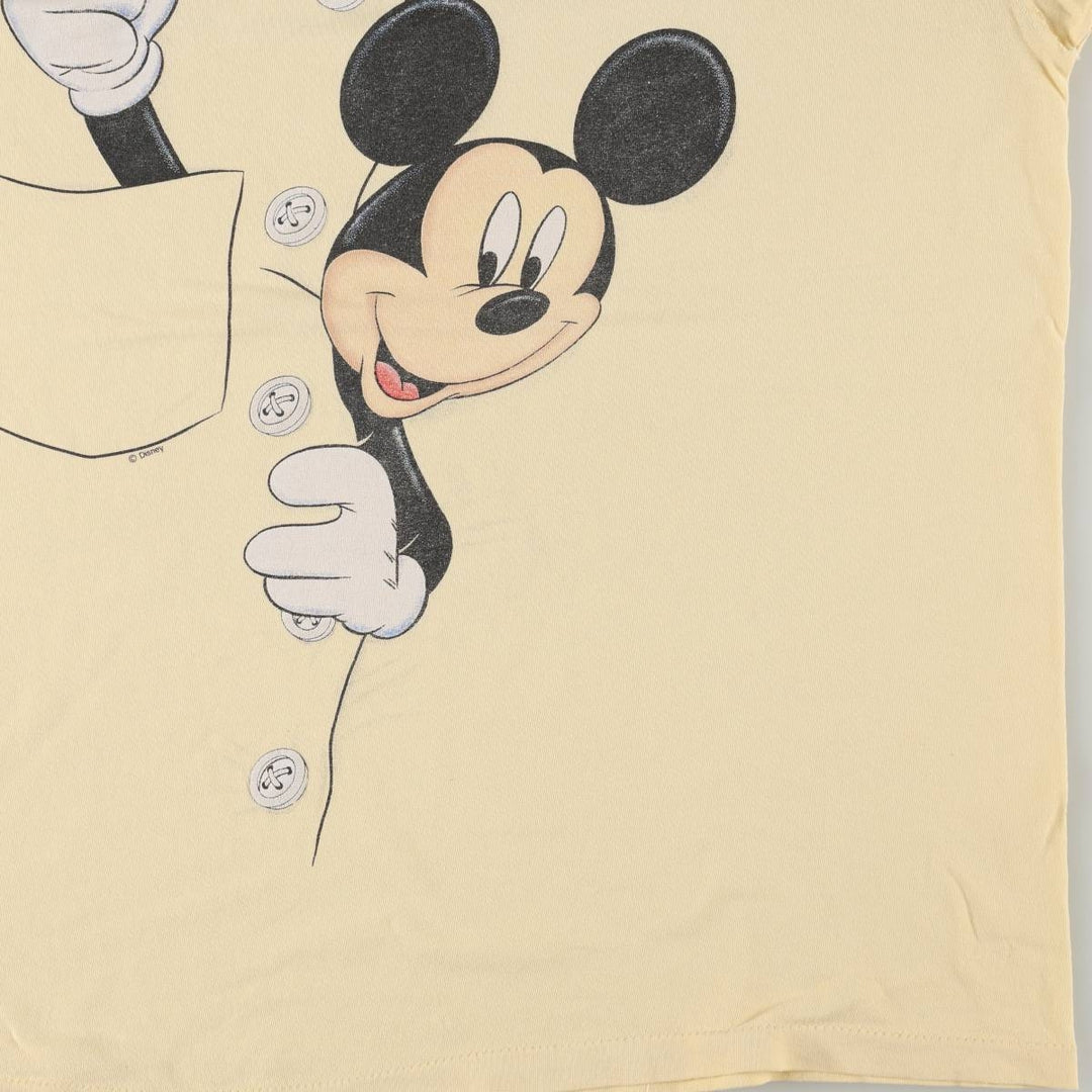 90'S Anvil Mickey Mouse Character Print T-Shirt, Made in USA, Men's XL (approx.) Vintage cotton yellow type Vintage Second Hand
