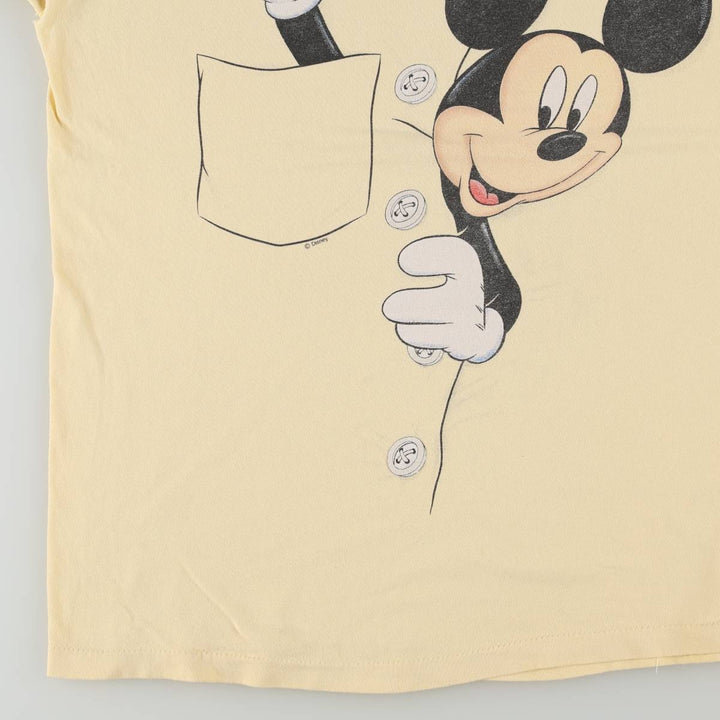 90'S Anvil Mickey Mouse Character Print T-Shirt, Made in USA, Men's XL (approx.) Vintage cotton yellow type Vintage Second Hand