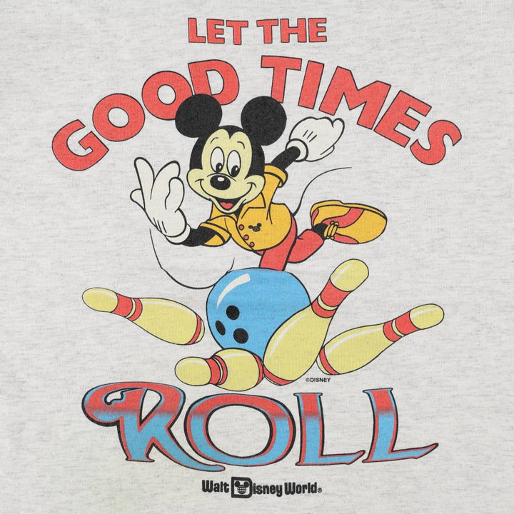 90'S ONEITA MICKEY MOUSE character print T-shirt, Made in USA, Men's size M equivalent, Vintage cotton gray type Vintage Second Hand