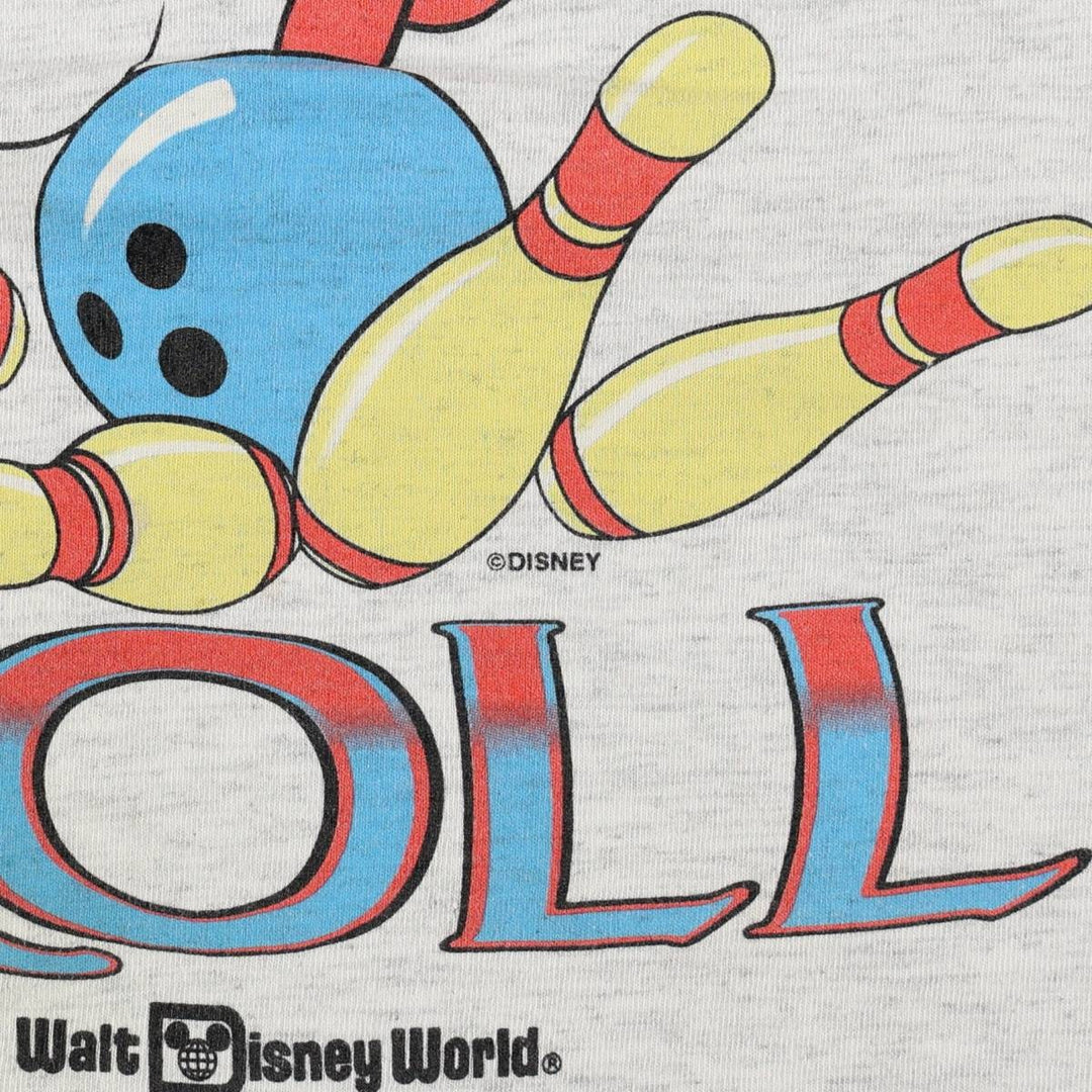 90'S ONEITA MICKEY MOUSE character print T-shirt, Made in USA, Men's size M equivalent, Vintage cotton gray type Vintage Second Hand