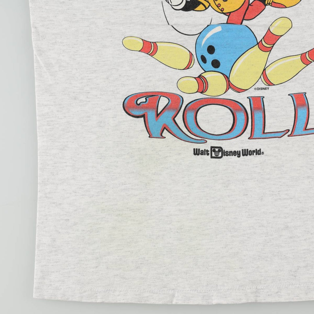 90'S ONEITA MICKEY MOUSE character print T-shirt, Made in USA, Men's size M equivalent, Vintage cotton gray type Vintage Second Hand