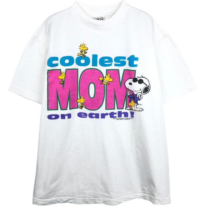 90'S PEANUTS print character t-shirt, men's size L equivalent, vintage. cotton white type Vintage Second Hand