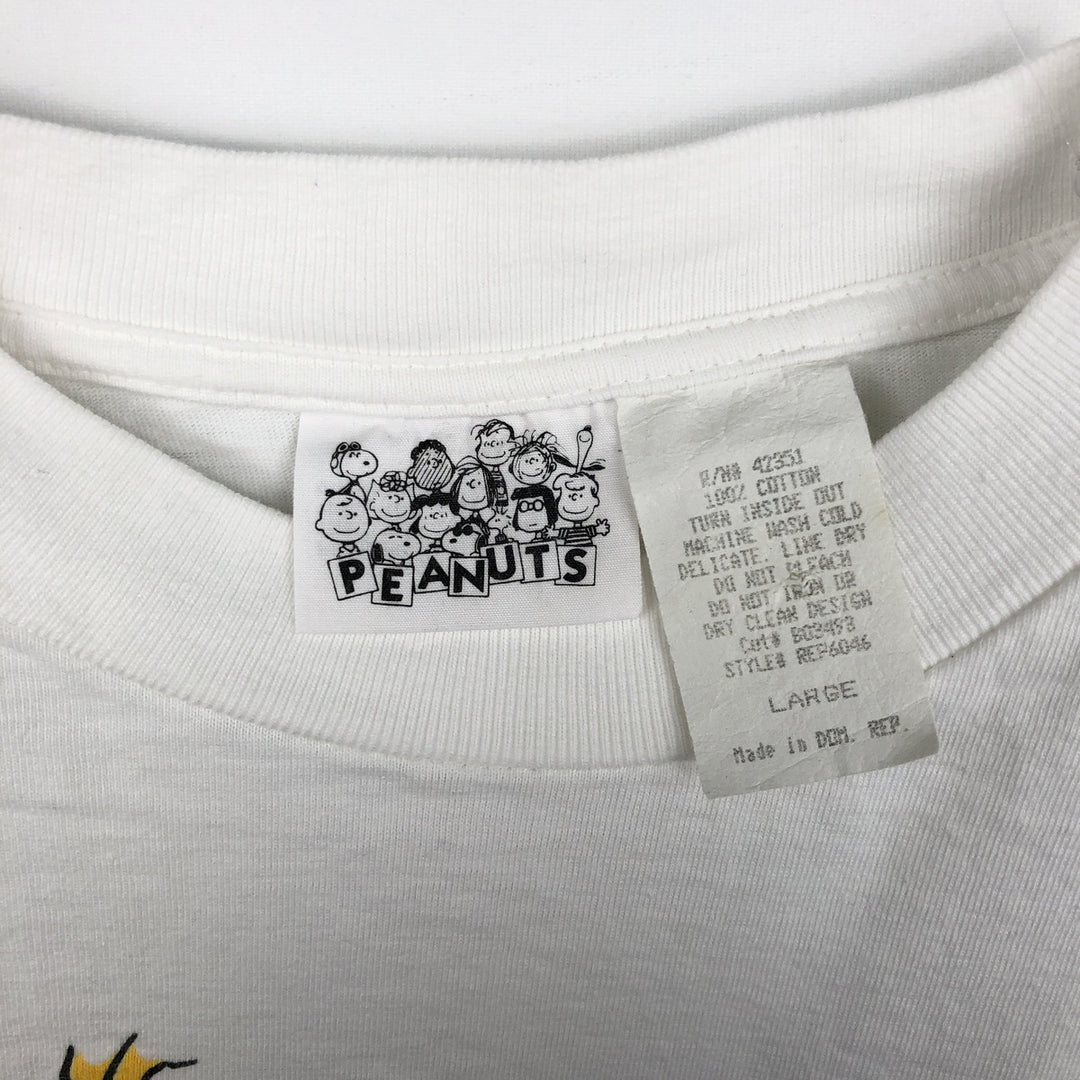 90'S PEANUTS print character t-shirt, men's size L equivalent, vintage. cotton white type Vintage Second Hand