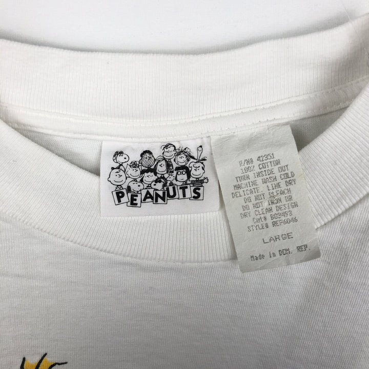90'S PEANUTS print character t-shirt, men's size L equivalent, vintage. cotton white type Vintage Second Hand