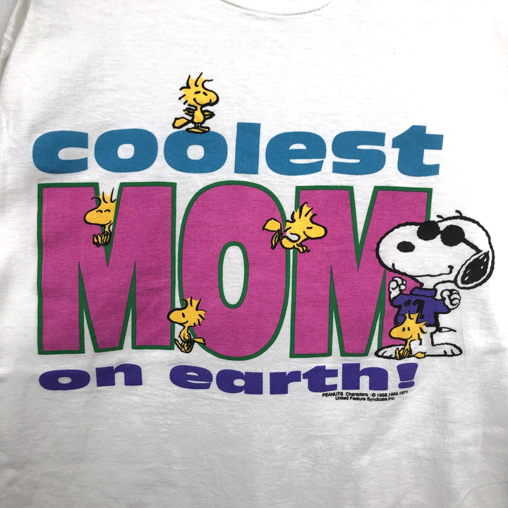 90'S PEANUTS print character t-shirt, men's size L equivalent, vintage. cotton white type Vintage Second Hand