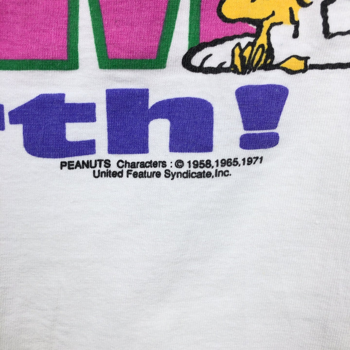 90'S PEANUTS print character t-shirt, men's size L equivalent, vintage. cotton white type Vintage Second Hand