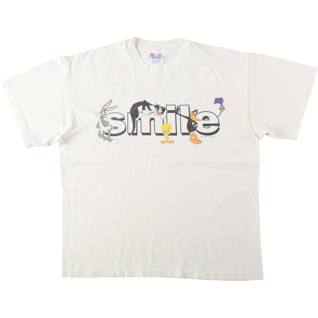 90'S Hanes LOONEY TUNES Character Print T-Shirt, Men's Size L (approx.), Vintage cotton white type Vintage Second Hand