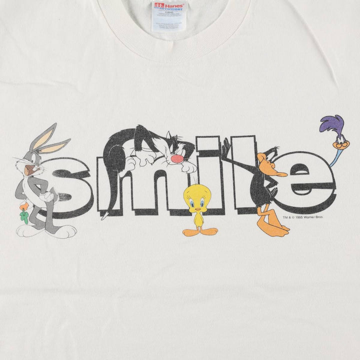 90'S Hanes LOONEY TUNES Character Print T-Shirt, Men's Size L (approx.), Vintage cotton white type Vintage Second Hand